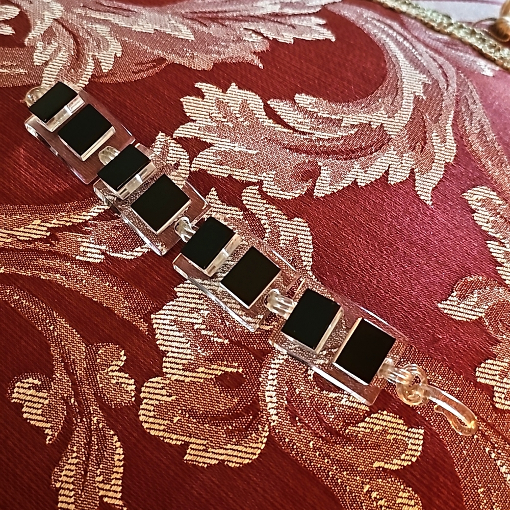 Vintage Lucite 3D Panel Bracelet